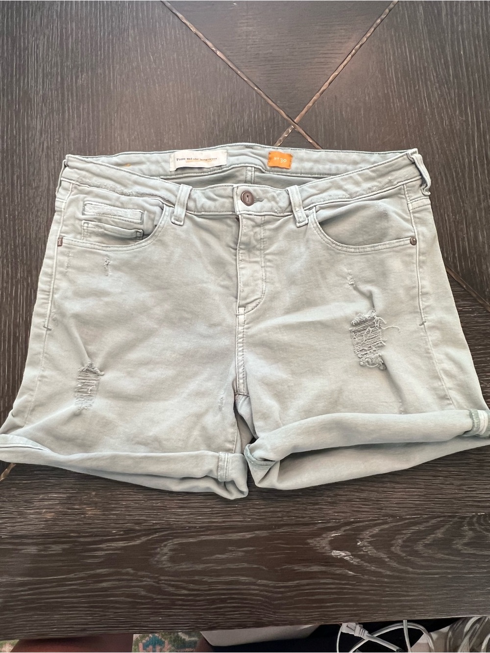 Pilcro light green Distressed Roll-Cuff Women's Shorts